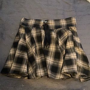 brown and black plaid skirt